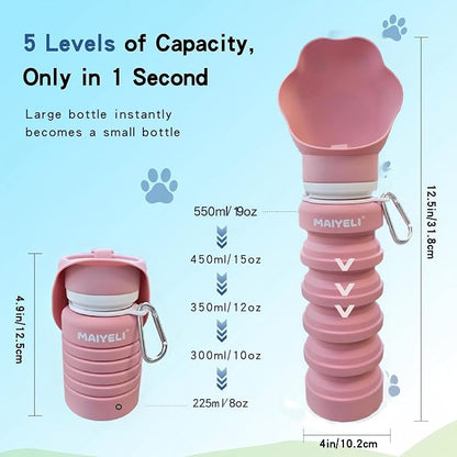 Portable Dog Water Bottle, Collapsible Silicone Dog Water Bottle - Image 2