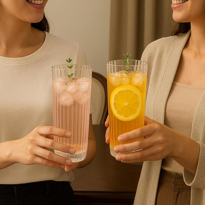 Khen Plastic Acrylic Ribbed Drinking Glasses – Set of 2 Clear 11.8oz Tritan - Image 9