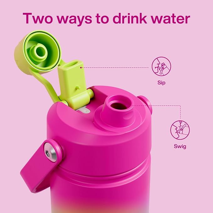 Kids Insulated Water Bottle - 12oz Stainless Steel Water Bottle with Dual Spouts - Image 5
