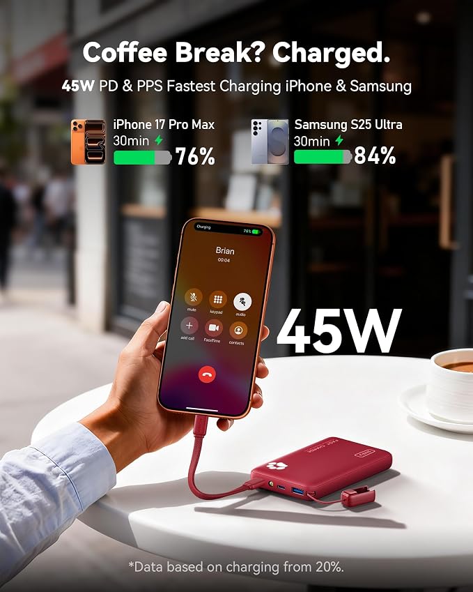 INIU Portable Charger, Ultra Slim 10000mAh 45W PD Power Bank, Fast Charging - Image 3