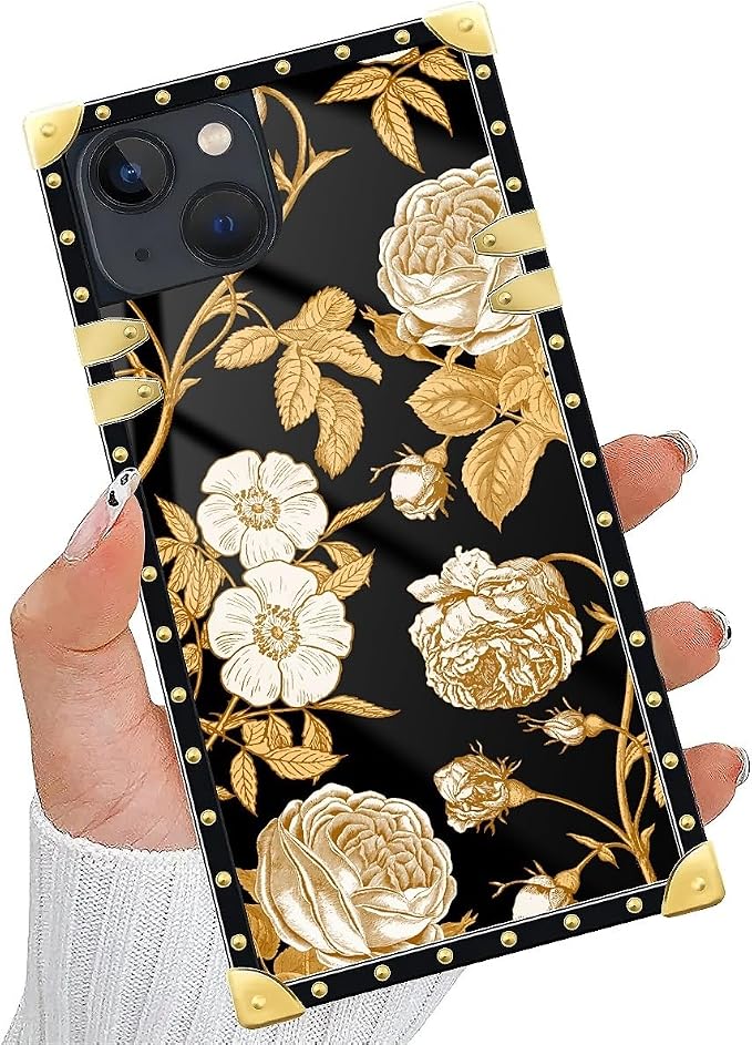 Compatible with iPhone 13 Case, Blooming Rose Golden Flower Luxury Golden - Image 5