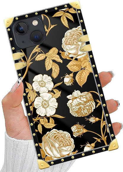 Compatible with iPhone 13 Case, Blooming Rose Golden Flower Luxury Golden - Image 5
