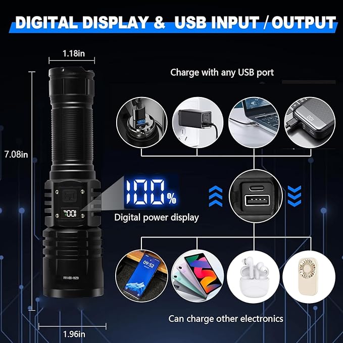 Rechargeable LED Flashlights 10000.00 High Lumens - Image 3