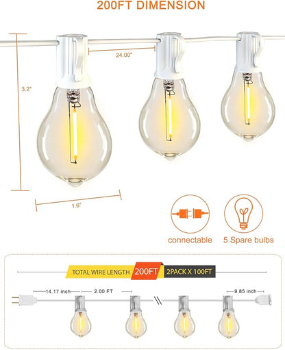 DAMAING Outdoor String Lights 200FT Waterproof Patio Lights - Image 7