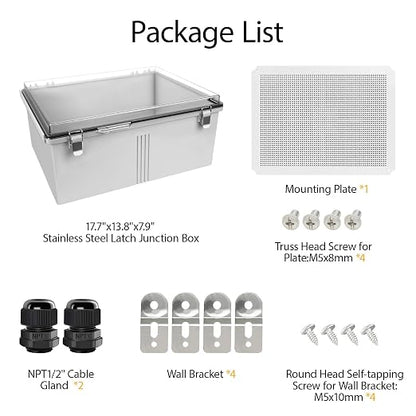 LeMotech Electrical Box, IP67 Waterproof Hinged Clear Cover Stainless Steel - Image 8
