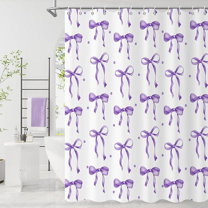 Purple Bow Shower Curtain by Caheansi