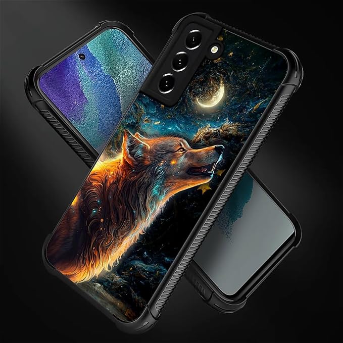 for Samsung Galaxy S21 Case, Star Cave Hungry Wolf Pattern Graphic Design Girl - Image 2