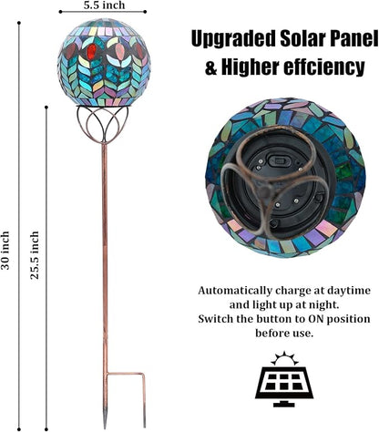 VCUTEKA Solar Outdoor Lights Garden Decor Mosaic Solar Garden Lights Waterproof - Image 2