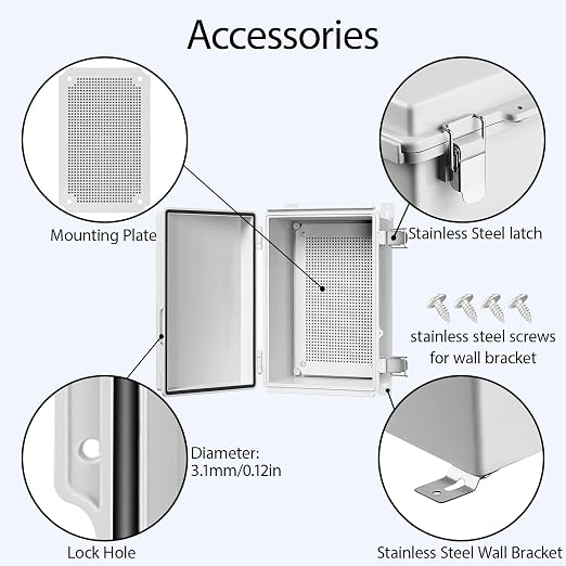 LeMotech Electrical Box, IP67 Waterproof Hinged Cover Stainless Steel Latch - Image 4
