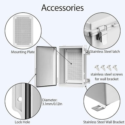 LeMotech Electrical Box, IP67 Waterproof Hinged Cover Stainless Steel Latch - Image 4