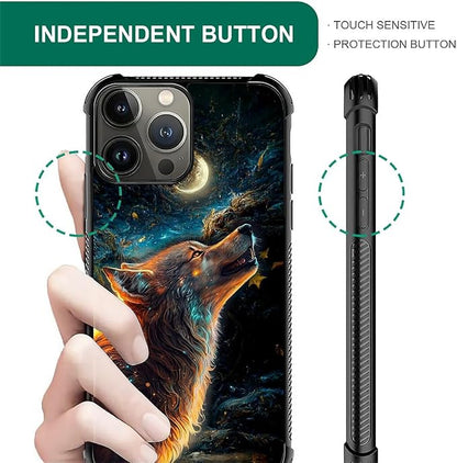 for iPhone 15 Pro Case, Star Cave Hungry Wolf Pattern Graphic Design Girl Boy - Image 2