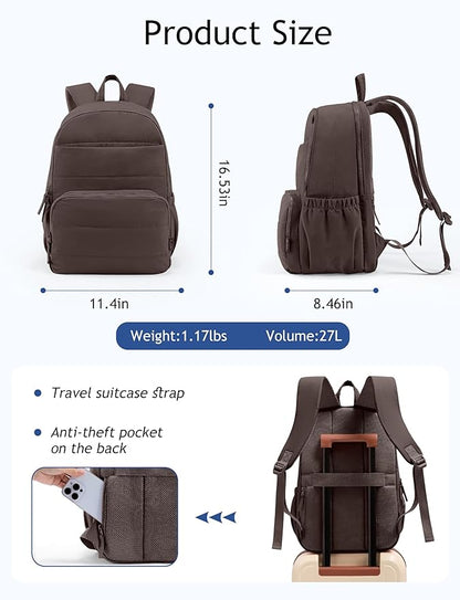 Uselike Travel Backpack for Women, 15.6 Inch Laptop Backpack, Quilted College - Image 4