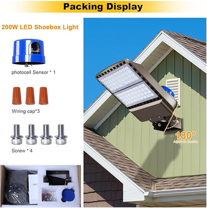 200W LED Parking Lot Light Outdoor, 28000LM Bright Dusk to Dawn Floodlights - Image 6
