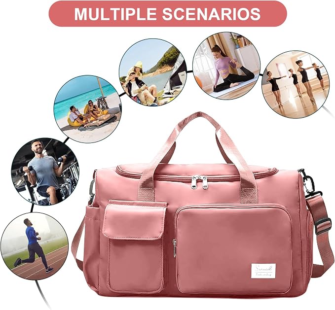 Suruid Gym Bag for Women Men, Travel Duffle Bag Large Capacity Carry On - Image 7