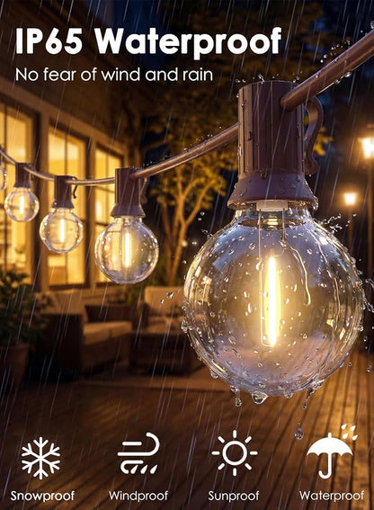 SUNSGNE 25FT Brown Outdoor String Lights, Shatterproof LED Globe String Lights - Image 5