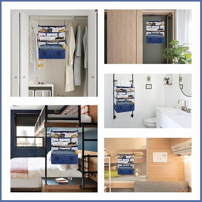 Surblue Hanging Closet Storage Bag Collapsible 3-Shelf Washable Oxford Fabric - Image 7