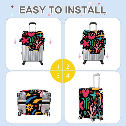 ANNA QUEEN Color Pop Abstract Luggage Cover, Modern Geometric Art Suitcase - Image 5
