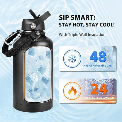 One Gallon Insulated Water Bottle, Triple Wall 128 oz Stainless Steel Wide - Image 2