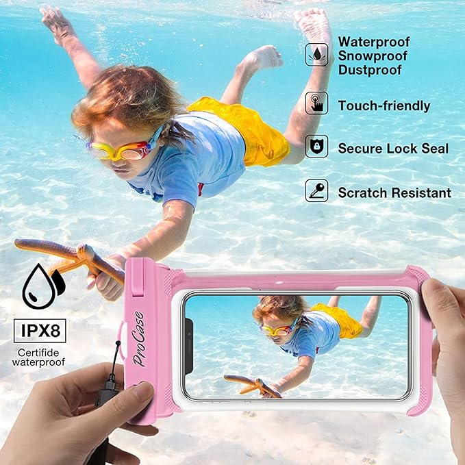 ProCase 2 Pack Waterproof Phone Pouch, Underwater Phone Case Up to 7", Dry Bag - Image 3