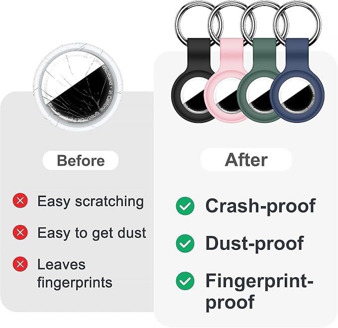 Linsaner Holder for AirTag 2nd Gen & 1st Gen, Silicone Case Keychain Key Ring - Image 6