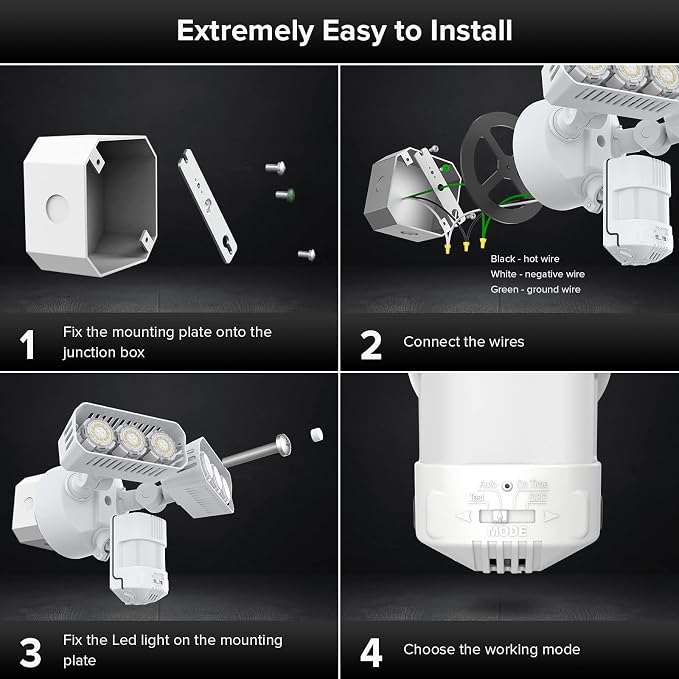 SANSI 38W 5000LM Motion Sensor Outdoor Lights, Flood Lights Outdoor Detector - Image 7