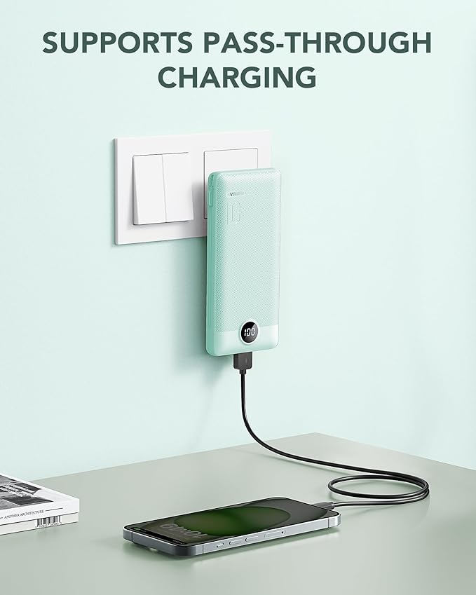 VRURC Portable Charger Built-in Cables and AC Wall Plug, USB C Power Bank - Image 2