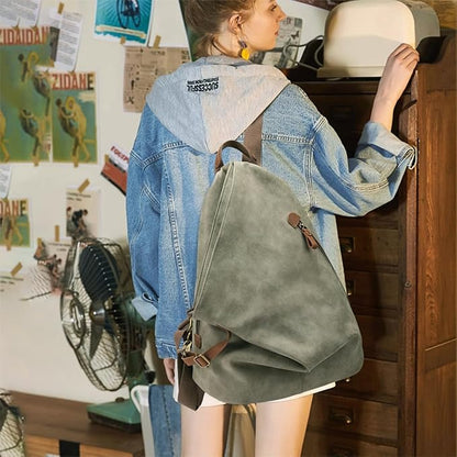 KL928 PU Leather Vintage Backpack – Large Casual Daypack Outdoor Travel - Image 7