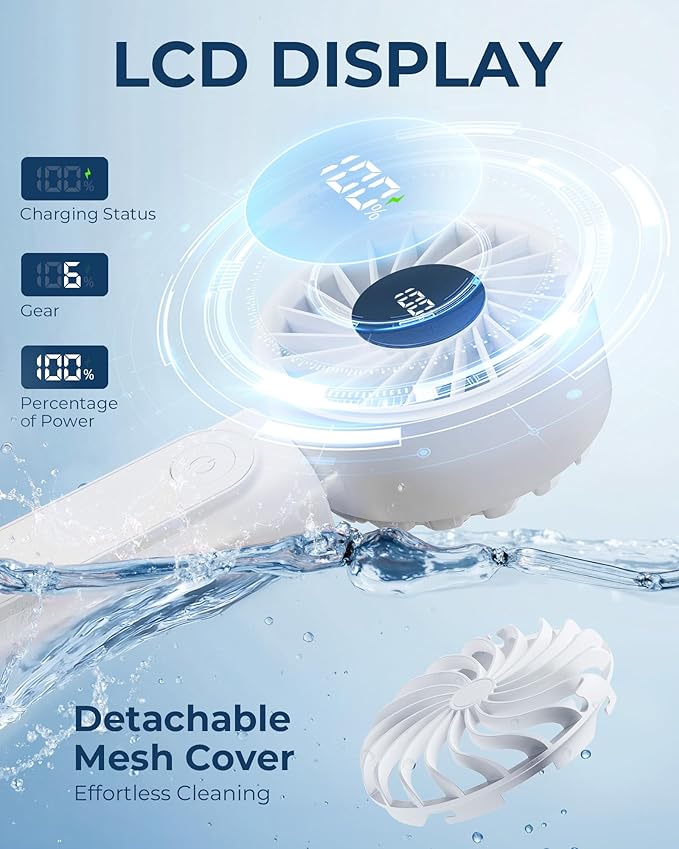 Peiyuu Handheld Portable Fan, 4000mAh USB Rechargeable Personal Fan, 180° - Image 5