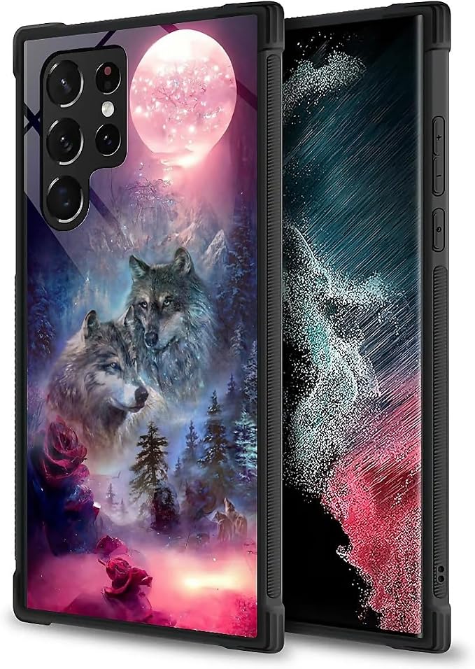 for Samsung Galaxy S23 Ultra Case, Star Two Wolfs Howling Pattern Graphic - Image 5