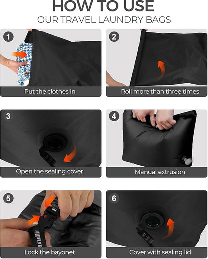 Travel Laundry Bag, Pump-Free Vacuum Compression Dirty Clothes Bag, Reusable - Image 7