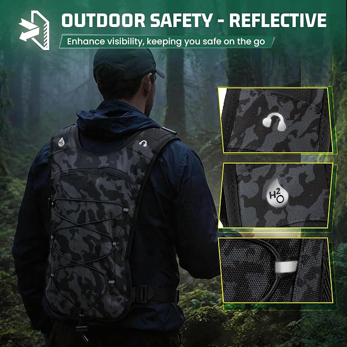 RAINSMORE Hydration Vest with 2L Water Bladder Lightweight Reflective Chest Pack - Image 7