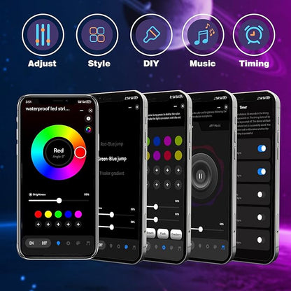 KSIPZE 100ft Outdoor led Strip Lights Waterproof IP68, RGB Outdoor led Lights - Image 5