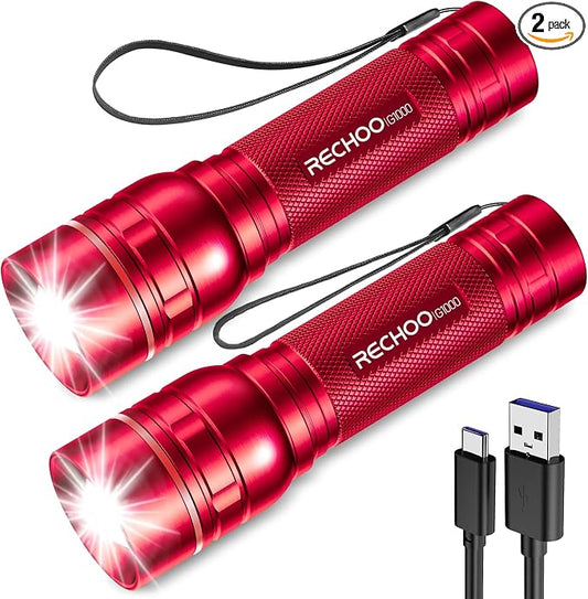 Rechargeable Flashlights High Lumens, G1000 Super Bright Flash Light 2 Pack by RECHOO