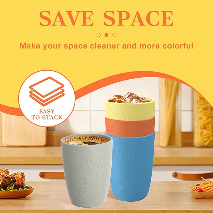 Homienly Drinking Glasses & Shatterproof Cups Set of 4 | Premium Wheat Straw - Image 4