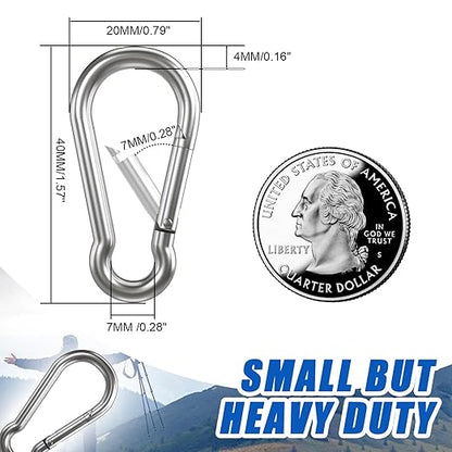Small Carabiner Clip Hooks, Galvanized Iron Spring Snap Hook Fits Camping Hiking - Image 3
