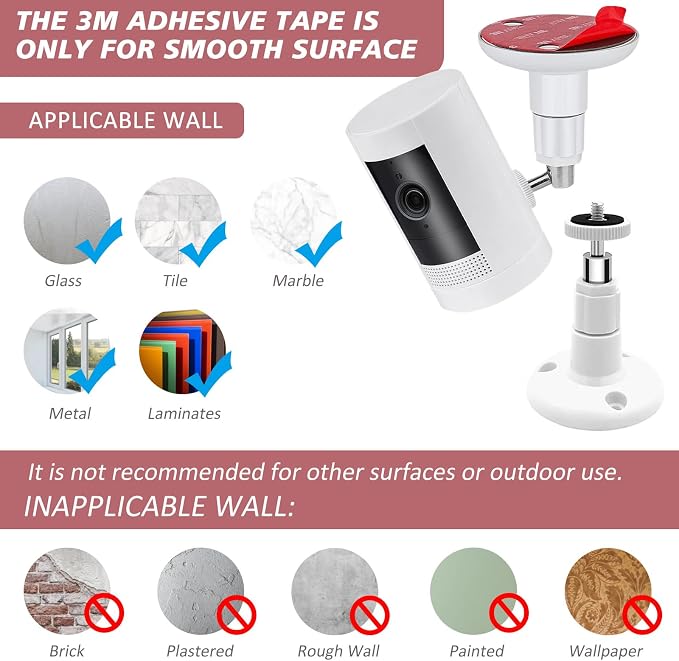 2 Pack Wall Mount Kit, VHB Adhesive or Screw, No Drill, Compatible - Image 4