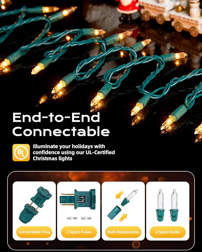Brightown Clear Christmas String Lights, 200-Count 50ft Incandescent Bulb Mini - Image 2