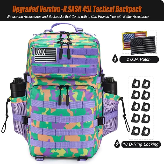 45L Tactical Backpack for Men Women, Military Assault Pack - Image 2