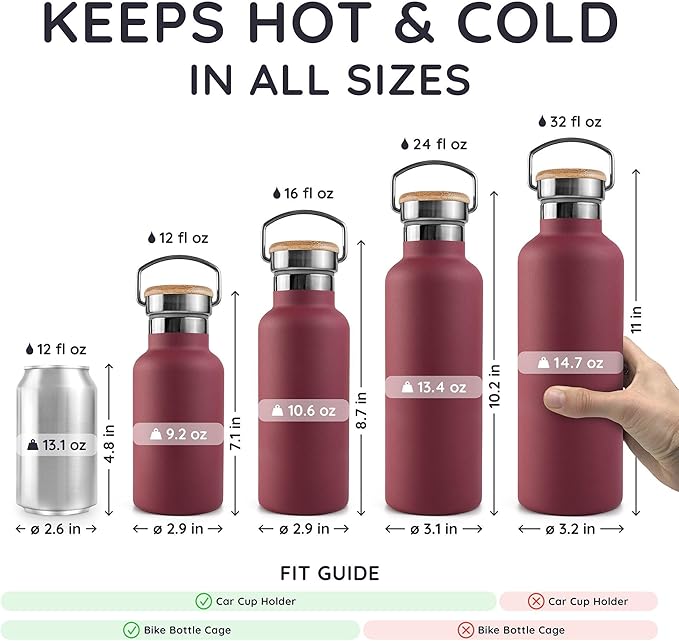 Bambaw 32 oz Water Bottle Insulated, Stainless Steel Water Bottle 32 oz - Image 5