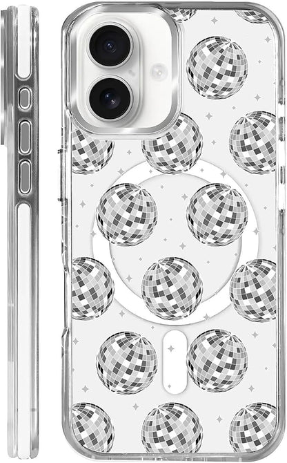Case for iPhone 16 Plus, Disco Ball Grayish White Phone Case Design，for Women by Toulas