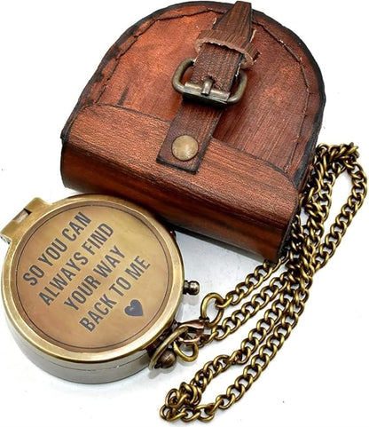 So You Can Always Find Your Way Back Home Engraved Brass Compass by Nauticalhut