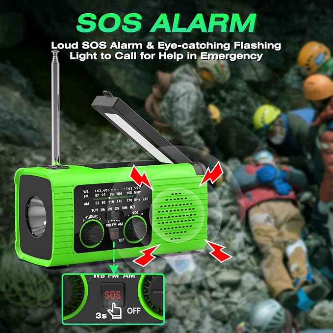 NITIGO Radios for Emergency, Reading Lamp, Flashlight, SOS Alarm, Headphone - Image 4