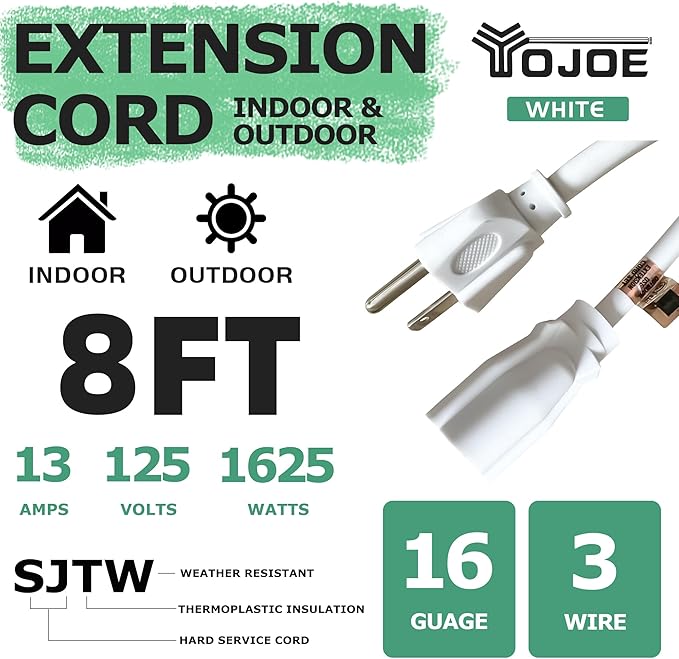 YOJOE Indoor Outdoor Extension Cord, 3 Prong 13A Weatherproof Power Cord - Image 2
