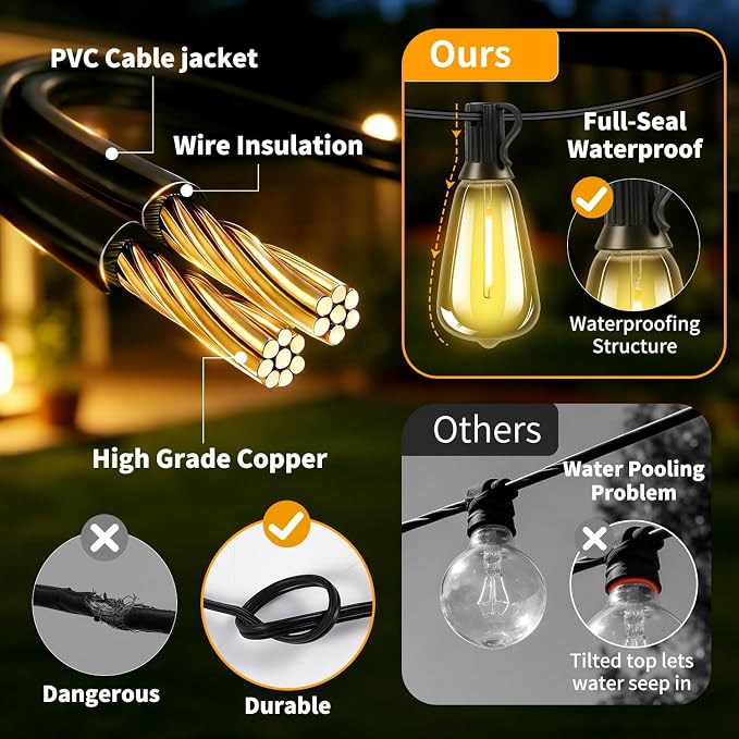 Outdoor Solar String Lights Waterproof: ST38 100ft Shatterproof Patio Lights - Image 7