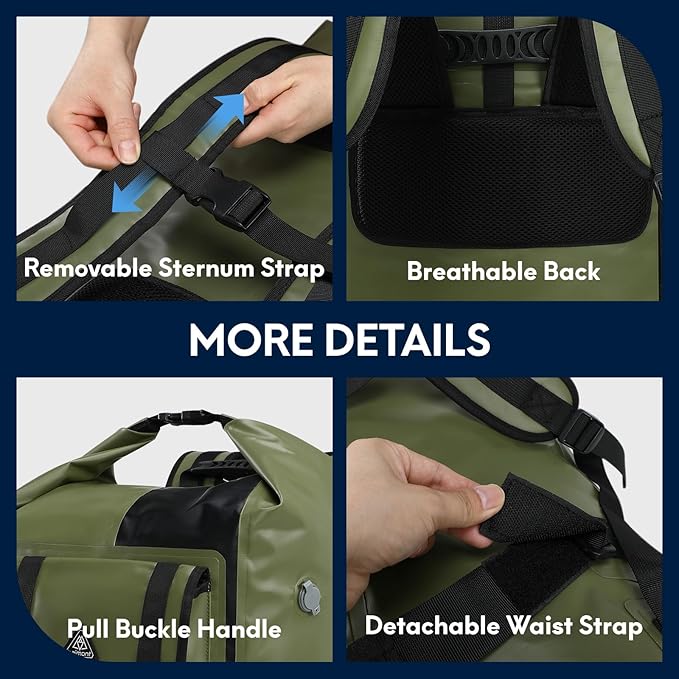 Haimont Waterproof Dry Backpack IPX7 Roll-top Dry Large Marine Dry Bag - Image 4