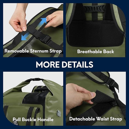 Haimont Dry Waterproof Roll Top Backpack Marine Dry Bag River Pack - Image 3