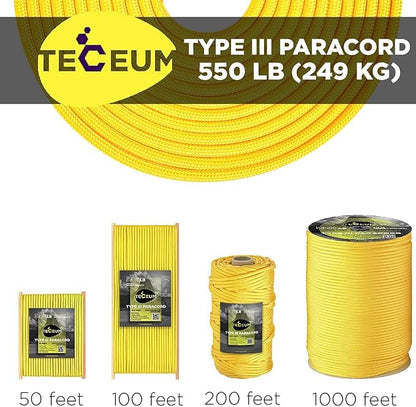 TECEUM 5/32" Paracord Rope 1000 – 1000ft / 200ft / 100ft / 50ft – Tactical - Image 9
