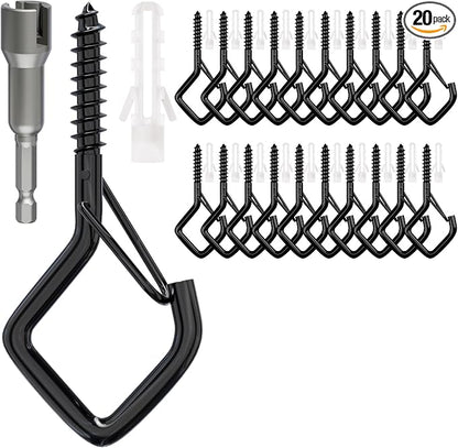 20 PCS Screw Hooks with Safety Buckle, Heavy Duty Ceiling Hooks by Unknown