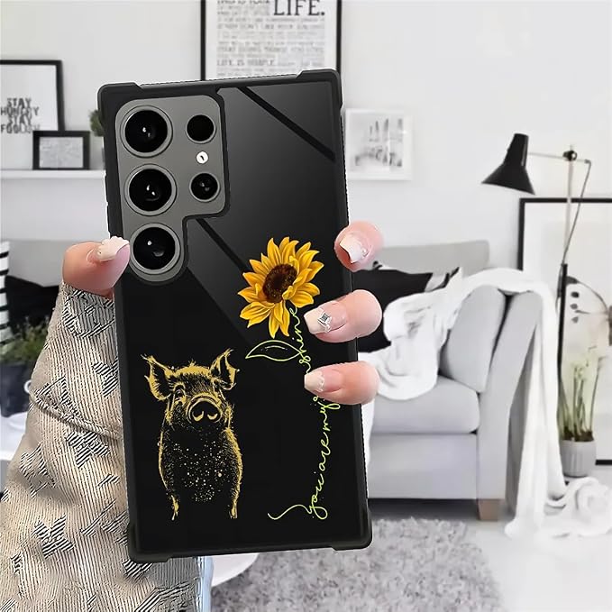 for Samsung Galaxy S24 Ultra Case, Pig Sunflower Yellow Sunshine Pattern - Image 7