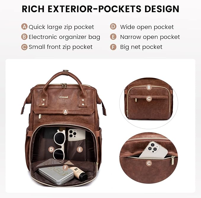 LOVEVOOK Leather Laptop Backpack - Image 3